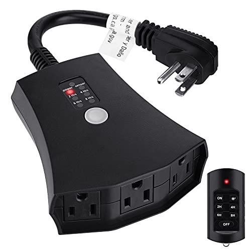 Outdoor Light Timer with Remote Waterproof Timer Switch Plug in Photosensitive Digital Outlet Auto On Off 3 Grounded Outlets for Patio Holiday Xmas Halloween Lights Yard Garden UL Listed 15A 1/2HP
