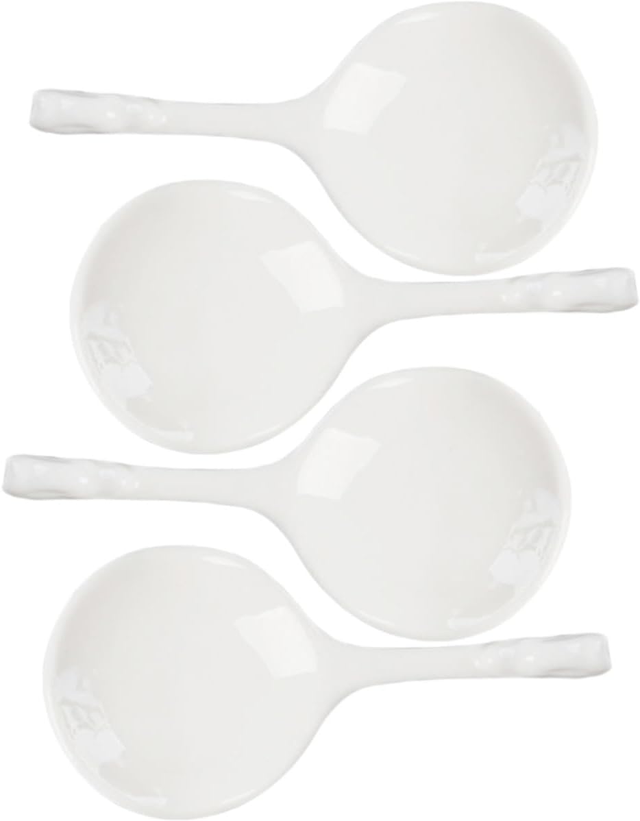 4pcs Ceramic Chopstick Rest for Chopsticks and Soup Spoons White