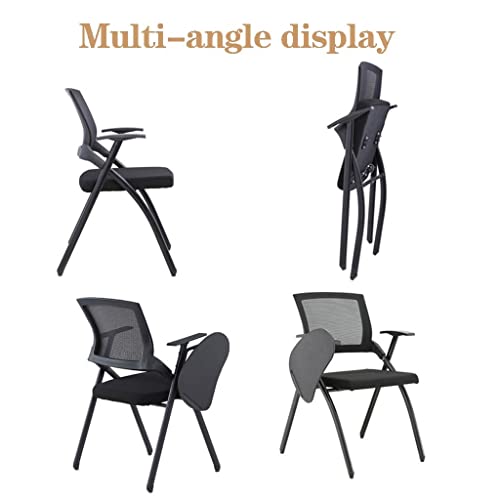 Chaise de réunion de bureau en maille avec tablette écriture et accoudoirs