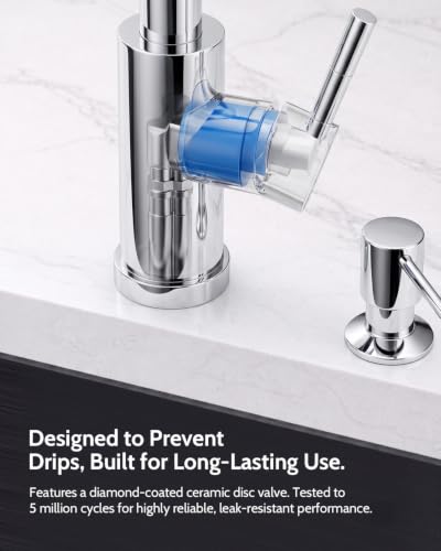 Image of LUFEIDRA Pull-Down Kitchen Faucet with Soap Dispenser, Chrome