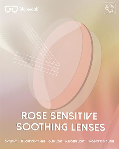 Image of Bloomoak Rose Migraine Glasses, FL-Flex Light Sensitivity Relief Glasses for Fluorescent LED Glare /Photophobia /Eye Strain