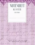 Notenheft Blanko DIN A4 für Klavier und Piano blank sheet: Notenlinienheft für Anfänger und Fortgeschrittene Noten Lineatur 100 Seiten Vintage Design in rosa (German Edition)