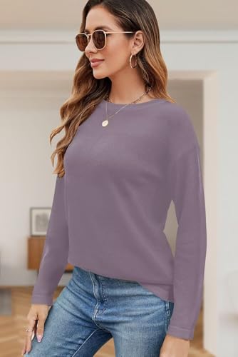 Image of QACOHU Women's Fall Sweater 2025 Crew Neck Long Sleeve Casual Pullover Knitted Sweater Tops