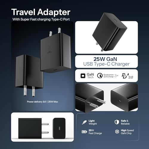 Image of Pantom 25W Charger Adapter USB Type C Compatible for Samsung Z Fold 6 /5 /4, Z Flip6 /5 /4, S25 /S24 /S24+ /S24 Ultra, S23 /S23+ /S23 Ultra /S23 FE with PD 3.0 Fast Charging By AIL-KIN