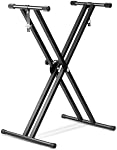 Save On Many Double X Keyboard Stand, Heavy Duty Classic Music Electronic Piano Stands Double Braced avec Straps de verrouillage, Noir (5 Position pliable Hauteur réglable)