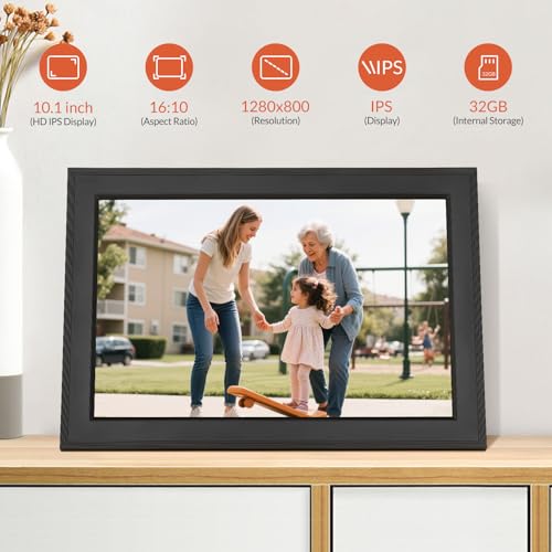 Bestrip Digital Photo Frame,10.1 Inch Frameo WiFi Electronic Picture Frame,1280x800 HD IPS Touch Screen,32GB Memory,Auto-Rotation,Share Photos &Videos, Valentines Birthday Gifts. - Image 4