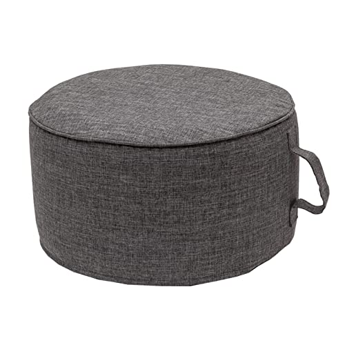 Image of QILLOWAY Inflatable Outdoor Ottoman for Patio, Waterproof Round Pouf, Inflatable Foot Rest, Outdoor Footstool for Poolside, Garden,Camping,Charcoal Grey,Black