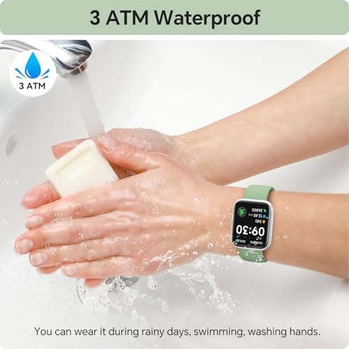 Image of Smart Watches for Women, 1.85 inch HD Smart Watch for Samsung /iPhone /Android, Fitness Tracker with 24 /7 Heart Rate /Sleep /SpO2 Monitor, Smartwatch 120+ Sports Modes 3ATM Waterproof (Green, 1.85)