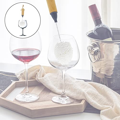 Sinolofty Wine Glass Cleaning Brushes 2 Pack Flute And Stemware Tipped Bottle Washing Soft Foam Non Scratch Bristle Cleaner Tool For Champagne, Whiskey, Flask, Drinking Bottle, Vase And Glassware #TOP3