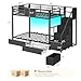 BTHFST Bunk Bed Twin Over Twin with Stairs, LED Lights Twin Bunk Bed with 2 Storage Drawers & 6 Fabric Drawers, Metal Twin Loft Beds with Guardrail & Stairs, Space Saving, Sturdy Frame for Teens