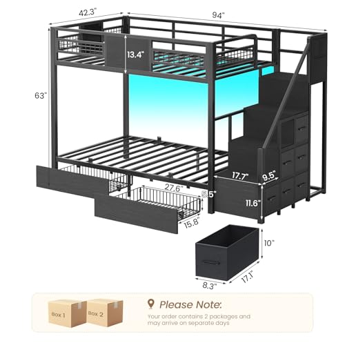BTHFST Bunk Bed Twin Over Twin with Stairs