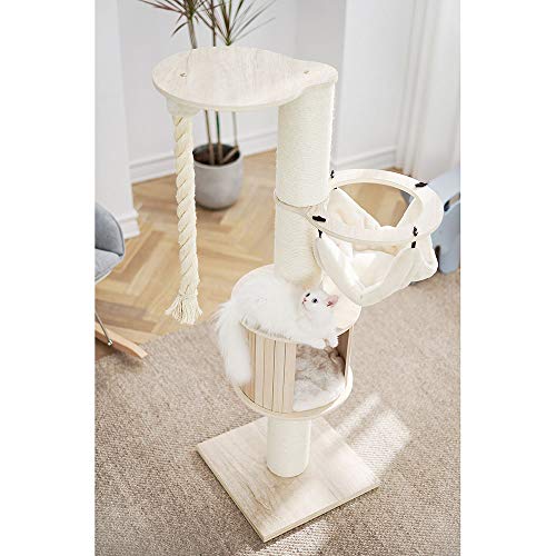 SAsagi Solid Wood Cat Tree,Sisal Scratching Rope Cat Furniture Tower House Cat Nest Toy Can Multi-Places for Play Sleep Grinding Claws