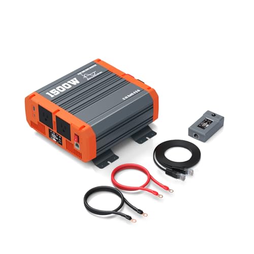 Avtrans 1500W Pure Sine Wave Inverter 12V to 110V/120V AC Car Power Inverter for Vehicles, Truck, Solar, RV, Home Backup with Dual AC Outlets, USB & Type-C Fast Charge Ports, Remote Controller
