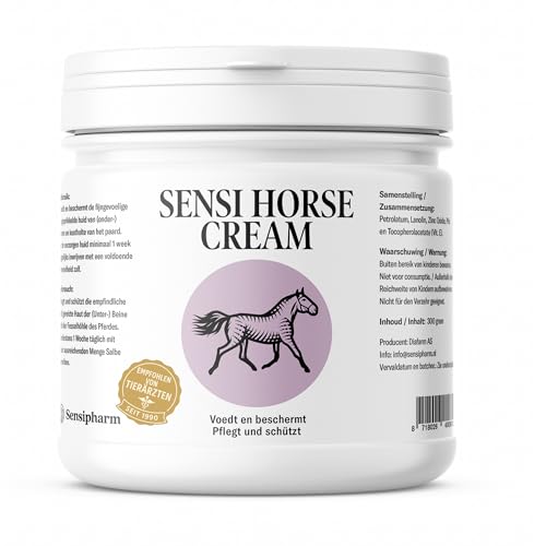 Sensipharm Sensi Horse Cream Maukesalbe für Pferde – gegen Mauke & Fesselbeugen-Dermatitis, Strahlfäule & feuchte Haut – Wasserabweisende Hautpflege mit Vitamin E – 300 g