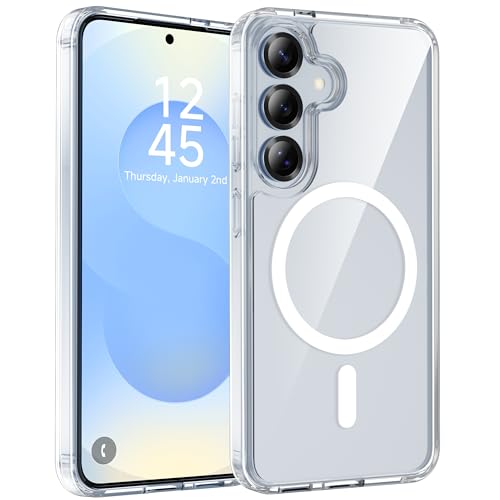 ORETECH Magnetic for Samsung Galaxy S25 Plus Case [Compatible with Mag-Safe] [Anti Yellowing Clear] [Military Grade Shockproof] Ultra Slim Protective Anti-Scratch Transparent Cover