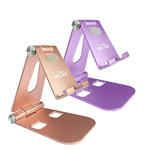 Fully Foldable Cell Phone Stand Holder for Desk SKEJER Adjustable iPhone Stand Aluminum Compatible with 4