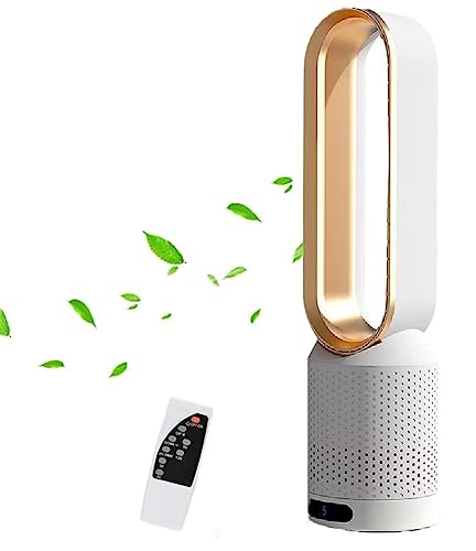 Ventilador de torre sin aspas purificador de aire,ventilador de torre sin hojas,ventilador de pie oscilante 90° con remoto,8 velocidades,temporizador 120 minutos,pantalla táctil LED,22 pulgadas