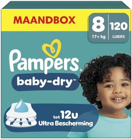 Pampers Pañales tamaño 8 (17 kg+) Baby Dry, extra grande, caja de...