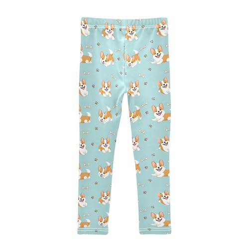 Cute Welsh Corgi Puppy Bones Girls Leggings Soft Stretch Workout Yoga Dance Pants for Kids Casual Tights2