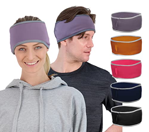 Athle Sport Headband Helmet Compatible With Pony Tail Opening Fleece Headband - Running Headband For Women And Men - 4 Way Stretch Ear Warmers Running Headband Cold Weather - One Size Fits All - Grey #TOP30