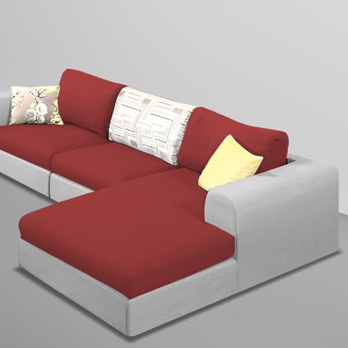 Image of Koza RHS 4 Seater L Shape Sofa Set for Living Room (Maroon Grey Fabric) Premium Fabric Sofa