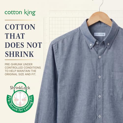 Image of Cotton King Mens Shirts | 100% Cotton Long Sleeve Shirts for Men | Button Down Shirt Men | Oxford Mens Dress Shirt