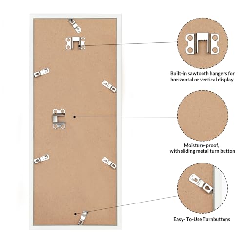 Image of LaVie Home 8x24 Picture Frame for Wall Display, 8x24 White Picture Frame with HD Plexiglas, 8 x 24 Poster Frame 1 Pack, Display Frame for Vertical or Horizontal, Classic Collection