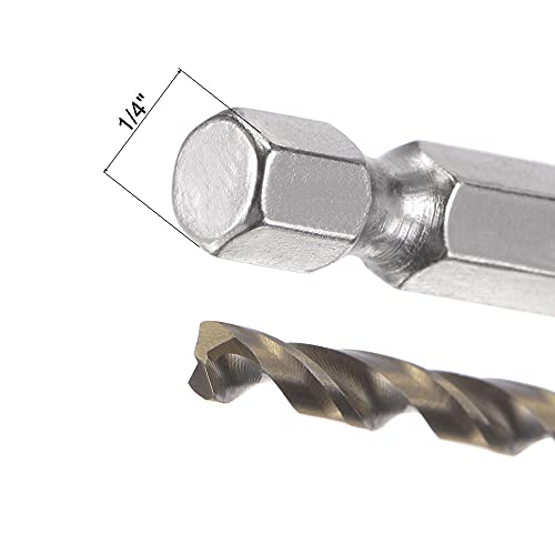 Uxcell 13 Pcs High Speed Steel Hex Shank Twist Drill Bit Set, Quick Change Titanium Coated 1/4 Inch Hex Shank 1.5Mm-6.5Mm Drilling Dia #TOP4