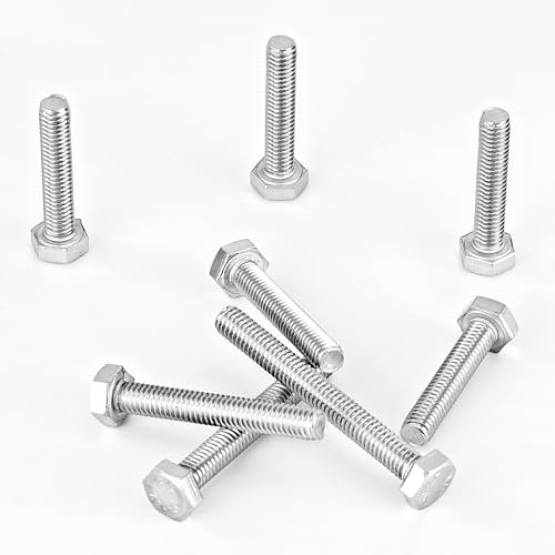 Image of M6 x 30mm 35mm 40mm 45mm 50mm Heavy Duty Hexagon Bolts Hex Head Screws, 304 Stainless Steel, Metric, Machine Fully Thread, Bright Finish, Assortment Kit 50PCS