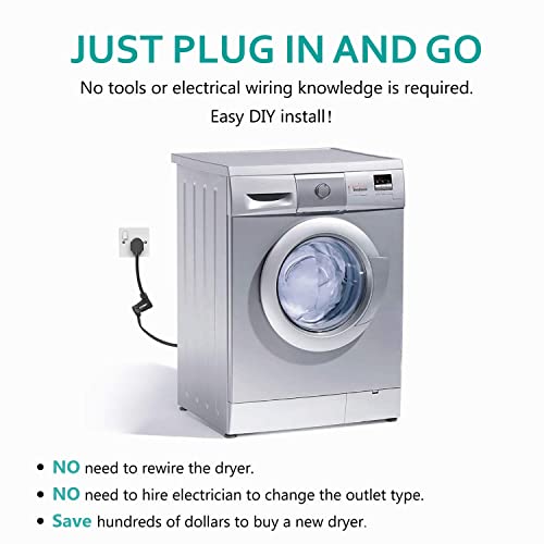 Boeemi 4 Prong New Electric Dryer Plug Male To 3-Prong Old Dryer Receptacle Female Connector Adapter, Nema 14-30P To 10-30R 4-Prong Dryer Outlet Adapter, 30A 125/250V 1.5Ft, Ul Compliant #TOP5
