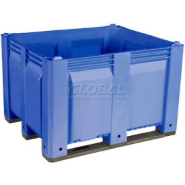 652755BL Solid Wall Pallet Container - Long Side Runners - 48 x 40 x 31 in. - Blue - 1500 lbs