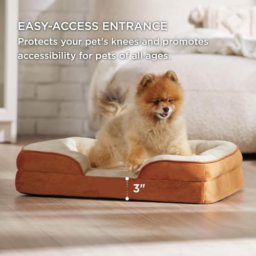 Image of Cutepups Orthopedic Dog Bed Comfortable Dog Mattress for Sleeping, Washable pet Bed for Dogs (Brown /Cream, M)