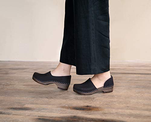 Sandgrens Swedish Low Heel Wooden Clogs For Women, Us 7-7.5 | Brett Low Black Dk, Eu 38 #TOP4