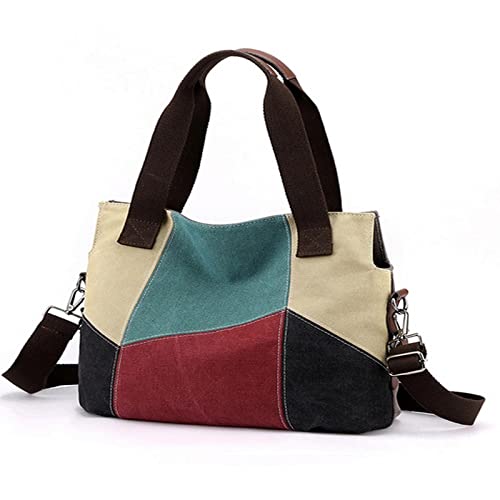 HIHELO Sac à main pour femmes Sac en toile Totes Marque Sac à main Patchwork Messenger Sac à bandoulière Mode Femmes Casual Sac à bandoulière