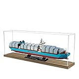 Acrylic Display Case for Lego 10241 Maersk Cargo Ship Building Set– Dustproof Display Box & Showcase,, Compatible with Lego 10241 -Only Display case (Wood Base)