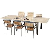 - Äusserst edle Gartengarnitur aus unserer Serie KUBA - perfekt geeignet auch für den Gastronomiebetrieb - bestehend aus Tisch 200-240-280x100cm + 6 stapelbare Sessel