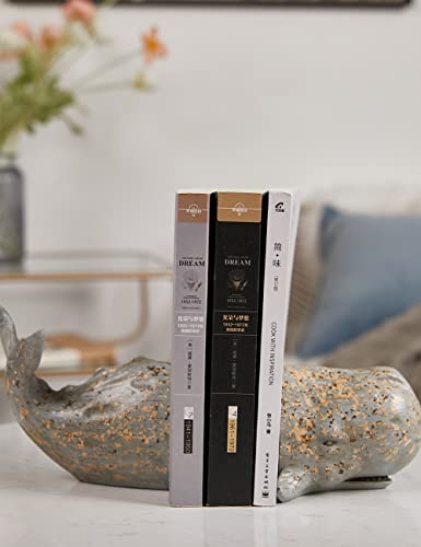 Haucoze Decorative Book Ends Whale Statue Sculpture Polyresin Figurine Arts Gifts 9.4 Inch #TOP1