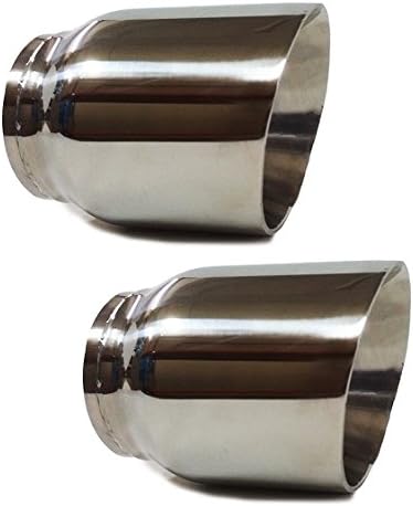 Pair Of Two Universal angle cut Stainless steel exhaust tip 3" Inlet 4" Outlet 5.5" Long