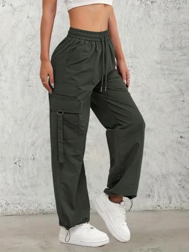Image of Leriya Fashion Cargo Pants For Woman | Trousers For Womans |High Waist PolyCotton Trouser for Women - Flared Parachute Pants with Side Pockets |Womens Cargo Pant | Track Pant For Womans |Elegant for College & Events (Available in Plus Size)