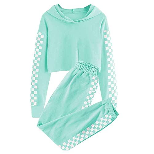 Hularka Kids Girls Sweatsuit Tracksuit Long Sleeve Hoodie Crop Tops Hoodies Sweatshirts and Sweatpants Jogger Set