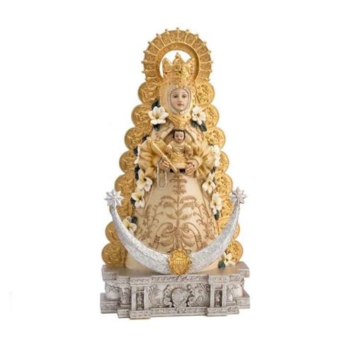 Inmaculada Romero IR Virgen del Rocío Figura 30 cm. Escultura Blanca Paloma patrona Almonte Resina