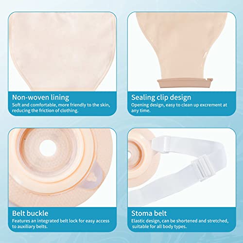 20 Pcs Two Piece Drainable Ostomy Pouch With Closure,Convex Ostomy Bags Colostomy Supplies,Ileostomy Stoma Care,With Adjustable Ostomy Belt,Cut-To-Fit (15Pcs Bags+5Pcs Barrier) #TOP4