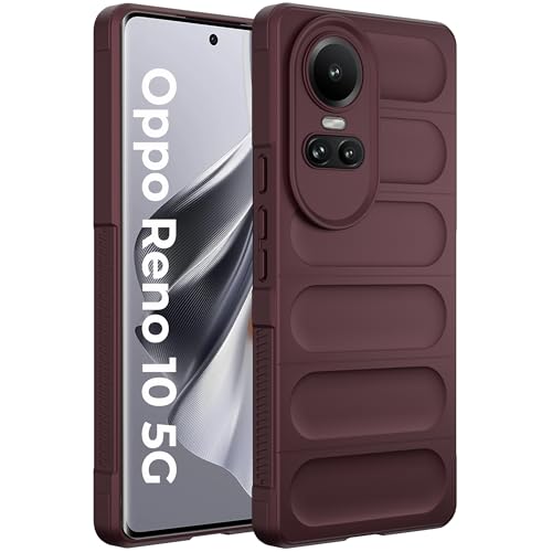 Image of A rtistque Back Cover Case for Oppo Reno 10 5G / Oppo Reno 10 Pro 5G |with Inner Fabric|Liquid Stripe Silicone|Camera Protection|Anti Slip Grip|Oppo Reno 10 5G Back Cover - Maroon