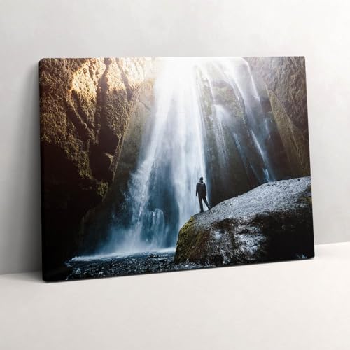 Image sur Toile pour salon sombre cascade de Gljufrabui 80x60cm