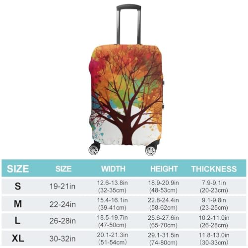 Colorful Tree Luggage Cover, Elastic Luggage Protector Fits 19-32in Suitcases, Washable & Anti-Scratch Suitcase Cover for Men Women M2