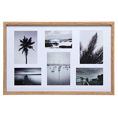 Vidal Regalos Cuadro Decorativo Marco de Fotos 10 x 15 cm Portafotos Pared Madera 6 Fotos Multifoto 55 cm Cover