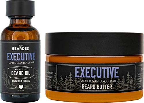Live Bearded: Beard Oil And Beard Butter Grooming Kit - Executive - All-Natural Ingredients With Shea Butter, Argan Oil, Jojoba Oil And More - Beard Growth Support - Made In The Usa #TOP11