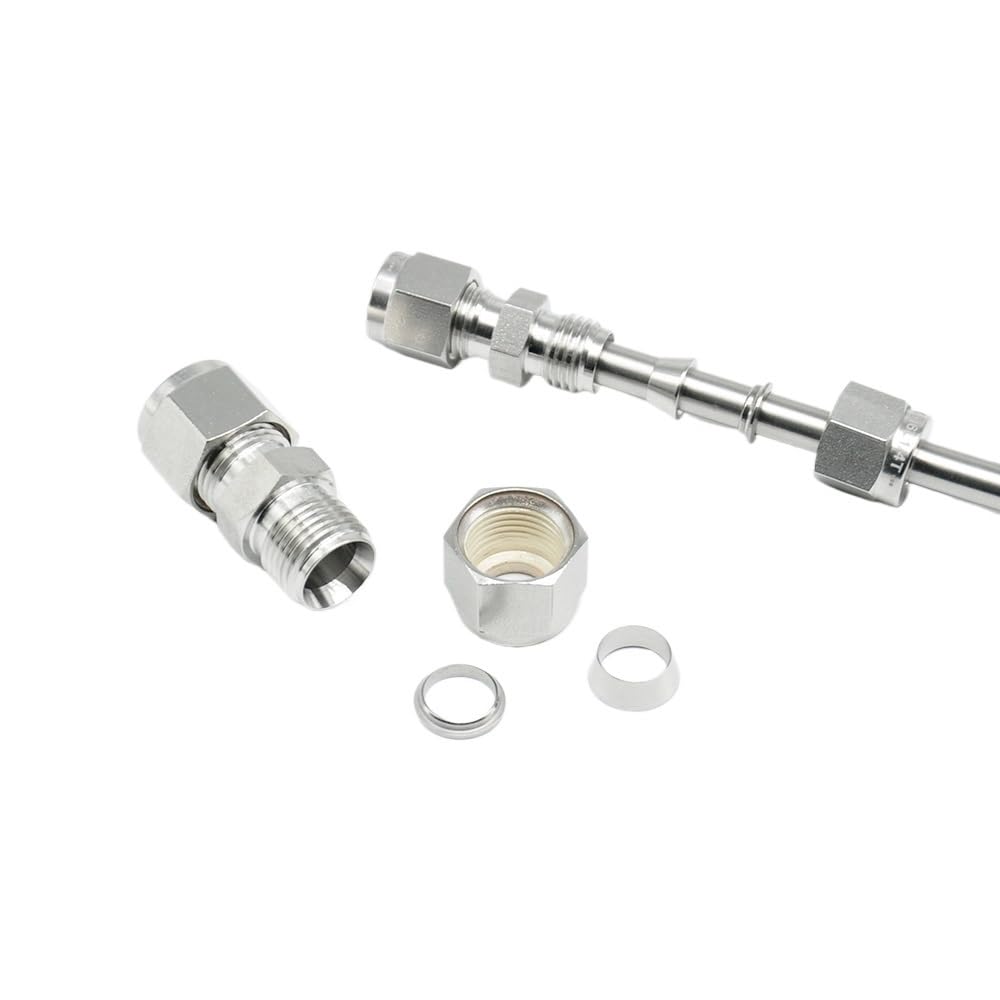 1/8in 1/4in 3/8in 1/2in 3/4in Double Ferrule 316 Stainless Steel Compression Tube Fittings Union(3/4'') Barb Fittings