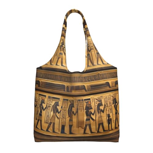 Sac cabas en toile noir imprimé égyptien pour le quotidien des femmes