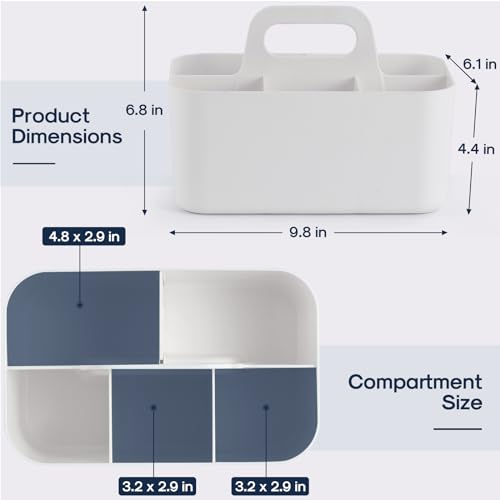Aozita VTS5-BAI Multiuse Caddy Organizer With Handle - Stackable Plastic Bin Basket - Divided Storage Tote Holder For Art Craft Supplies thumb #1